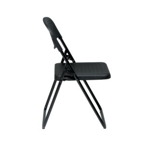 Folding Chair with Black Plastic Seat and Back and Black Frame. (4 Pack)