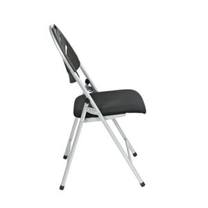 Folding Chair with Black Plastic Fan Back and Fabric Seat with Silver Frame (4-Pack)
