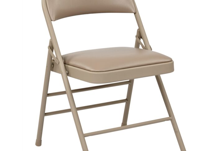 Folding Chair with Vinyl Seat and Back (Tan) (4-Pack )