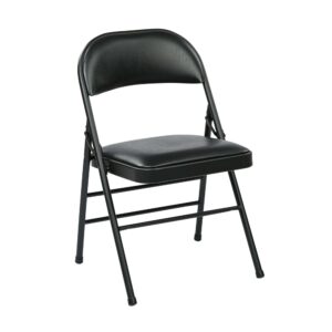 Folding Chair with Vinyl Seat and Back (Black) (4-Pack)