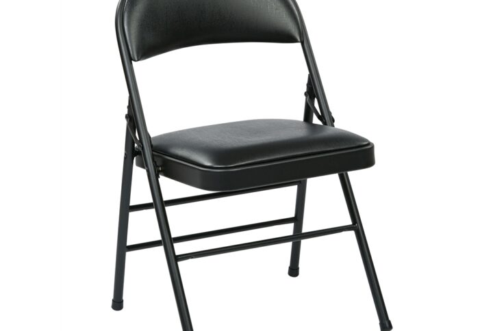 Folding Chair with Vinyl Seat and Back (Black) (4-Pack)