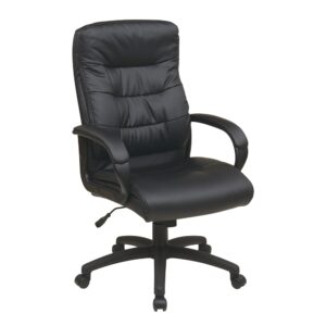 Work Smart High Back Faux Leather Executive Chair with Padded Arms