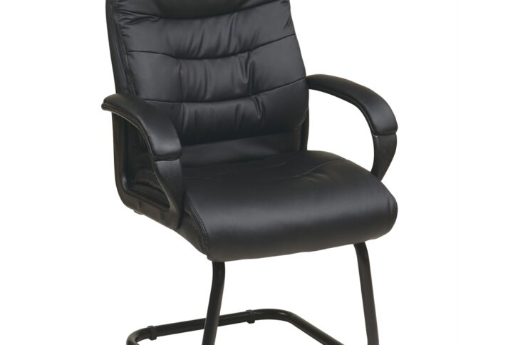 Work Smart Faux Leather Visitors Chair with Padded Arms and Sled Base