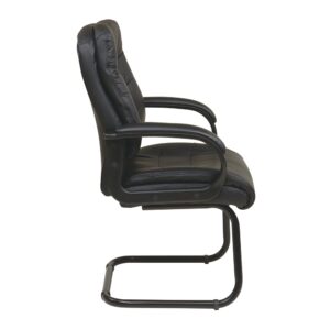 Work Smart Faux Leather Visitors Chair with Padded Arms and Sled Base