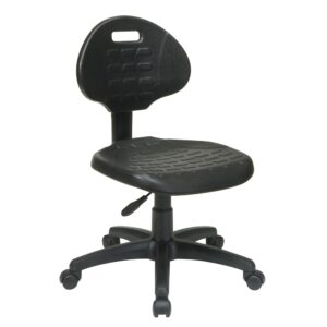 Task Chair. Contour Self Skinned Urethane Seat and Back with Built-in Lumbar Support. One Touch Pneumatic Seat Height Adjustment. Back Height Adjustment. Heavy Duty Nylon Base with Dual Wheel Carpet Casters.