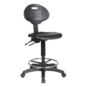 Intermediate Ergonomic Drafting Chair with Adjustable Footrest (replaces KH470). Contour Self Skinned Urethane Seat and Back with Built-in Lumbar Support. One Touch Pneumatic Seat Height Adjustment. Multi Task Control (one lever for seat and back angle adjustment). Adjustable Footrest. Heavy Duty Nylon Base with Dual Wheel Carpet Casters.