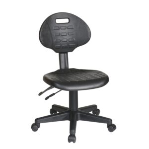 Ergonomic Chair with Seat Tilt and Back Angle Adjustment . Contour Self Skinned Urethane Seat and Back with Built-in Lumbar Support. One Touch Pneumatic Seat Height Adjustment. Multi Task Control (one lever for seat and back angle adjustment) Heavy Duty Nylon Base with Dual Wheel Carpet Casters.