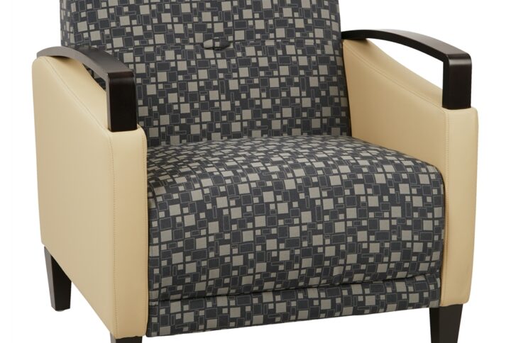 Main Street 2-Tone Custom Steely & Buff Fabric Chair with Espresso Finish Wood Accents