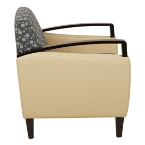 Main Street 2-Tone Custom Steely & Buff Fabric Chair with Espresso Finish Wood Accents
