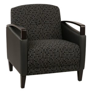 Main Street 2-Tone Custom Onyx & Black Fabric Chair with Espresso Finish Wood Accents