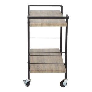 Maxwell Serving Cart in Ash Veneer Finish with Black Powder Coated Steel Frame