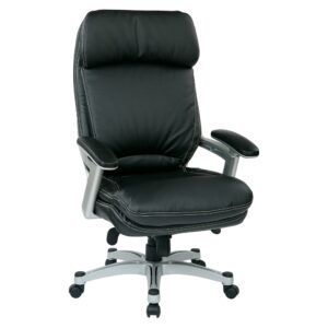 Executive Bonded Leather Chair with Padded Arms and Coated Base (Silver/Black)