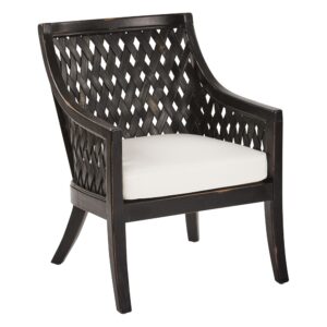 Plantation Lounge Chair With Cushion in Antique Black Finish