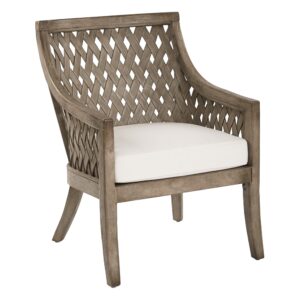 Plantation Lounge Chair With Cushion in Grey Wash Finish