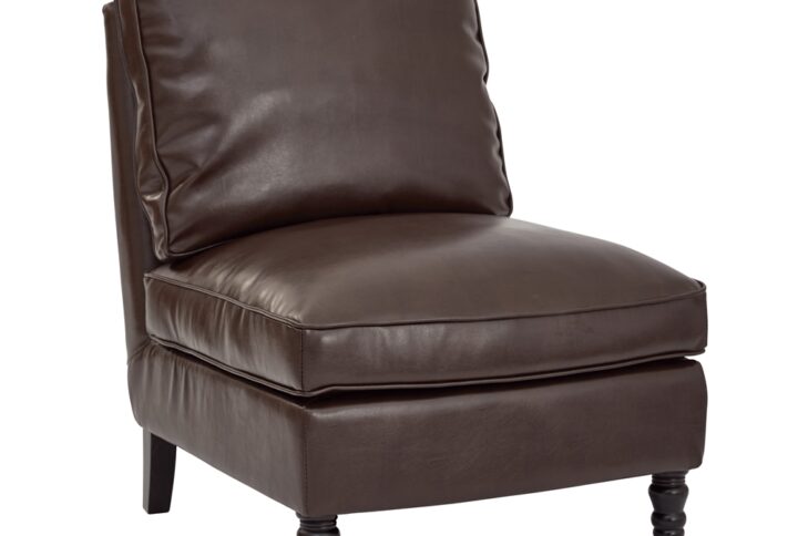 Martin Accent Chair in Cocoa Bonded Leather with Solid Wood Legs