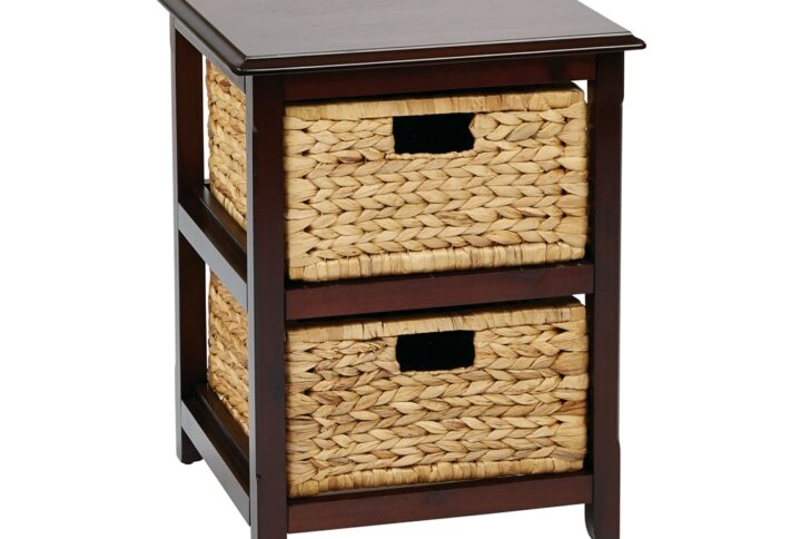 Seabrook Two-Tier Storage Unit With Espresso Finish and Natural Baskets