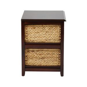 Seabrook Two-Tier Storage Unit With Espresso Finish and Natural Baskets