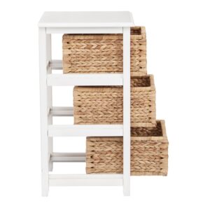 Seabrook Three-Tier Storage Unit With White Finish and Natural Baskets