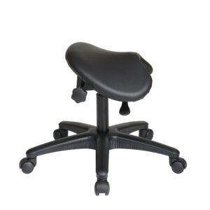 Pneumatic Drafting Chair. Backless stool with Saddle Seat and Seat Angle Adjustment. Height Adjustment 19" to 24"