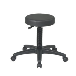 Pneumatic Drafting Backless Stool with Nylon Base and Dual Wheel Carpet Casters. Height Adjustment 17.25" to 24.25"