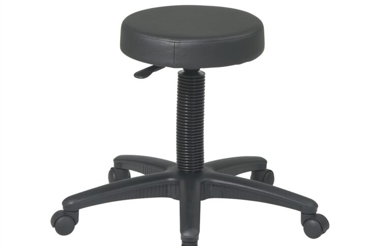 Pneumatic Drafting Backless Stool with Nylon Base and Dual Wheel Carpet Casters. Height Adjustment 17.25" to 24.25"