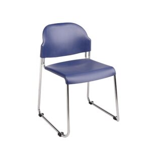 4 Pack Stack Chair with Plastic Seat and Back. Plastic Color: Blue (-7). Chrome Finish Steel Frame.