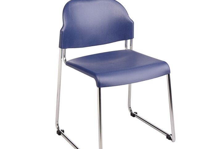 4 Pack Stack Chair with Plastic Seat and Back. Plastic Color: Blue (-7). Chrome Finish Steel Frame.