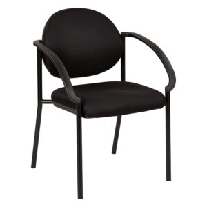 Stack Chairs with Arms. Padded Seat and Back. Stackable. Black Frame with Dual Wheel Carpet Casters.