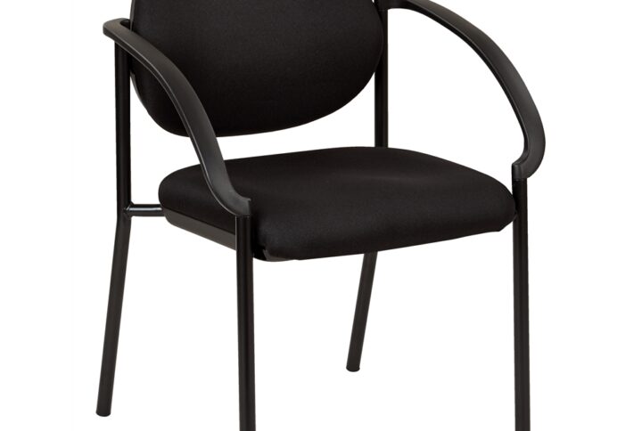 Stack Chairs with Arms. Padded Seat and Back. Stackable. Black Frame with Dual Wheel Carpet Casters.