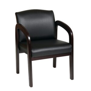 Faux Leather Espresso Finish Wood Visitor Chair