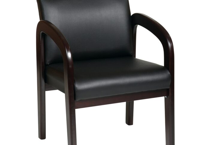 Faux Leather Espresso Finish Wood Visitor Chair