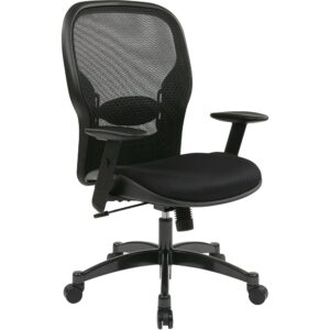 Managerial mid-back chair with active lumbar support features a mesh screen back. Mesh screen back provides increased breathability while adjustable padded lumbar support maintains the natural curve of your spine. Functions include one-touch pneumatic seat-height adjustment