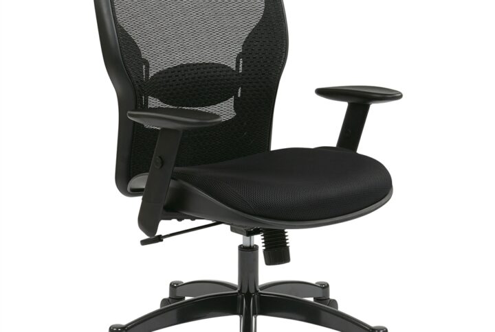 Managerial mid-back chair with active lumbar support features a mesh screen back. Mesh screen back provides increased breathability while adjustable padded lumbar support maintains the natural curve of your spine. Functions include one-touch pneumatic seat-height adjustment