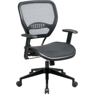 lumbar support. Mesh screen back provides increased breathability. Functions include one-touch pneumatic seat-height adjustment