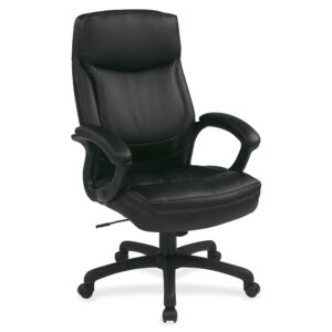 thick padded seat and back and adjustable seat. Contoured back features a built-in lumbar support. One-touch