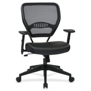 Eco Leather seat. Dark Air Grid Back is equipped with built-in lumbar support. To further your comfort
