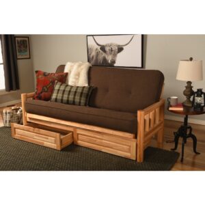 The lodge futon frame is a rustic hardwood frame with that classic up north feel. The rustic finish on this frame allows the natural beauty of the wood grain to come through. In addition to it's rustic charm