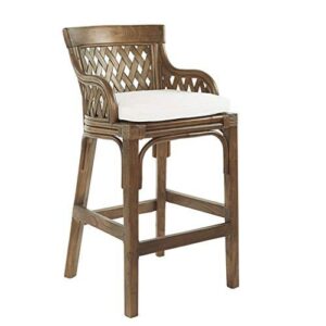 Plantation Bar Stool with Brown Stained Wood Rattan Frame ASM
