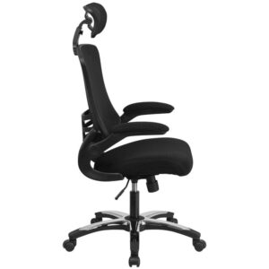 this comfortable desk chair with wheels lends a contemporary style to any space. The thick-padded seat and ventilated mesh material allow air to circulate without restriction
