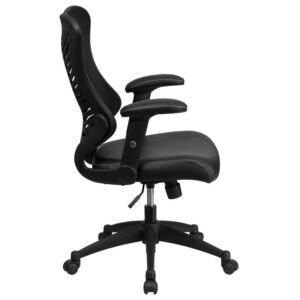 then you're in for a real treat with this black mesh back ergonomic task chair with LeatherSoft seat. The ventilated design allows air to circulate to your back