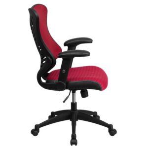 then you're in for a real treat with this burgundy mesh ergonomic task chair. The ventilated design allows air to circulate to your back