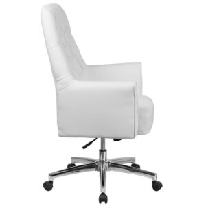giving you a chair that feels as good as it looks. A mid-back office chair offers support to the mid-to-upper back region. The tilt lock mechanism offers a comfortable rocking/reclining motion. The free rein motion is great for taking a quick break from typing to answer phone calls and relax. Chair easily swivels 360 degrees to get the maximum use of your workspace without strain. The pneumatic adjustment lever will allow you to easily adjust the seat to your desired height. The heavy duty chrome base adds a more modern flair.