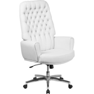 This button tufted executive office chair combines old world craftsmanship with modern seating principles
