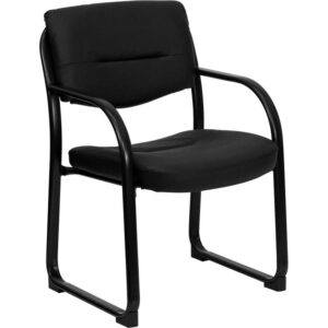 Add refined style to your reception waiting room or inner office with this LeatherSoft executive side reception chair. Featuring contoured cushions and curved arms to relieve stress on the neck and shoulders