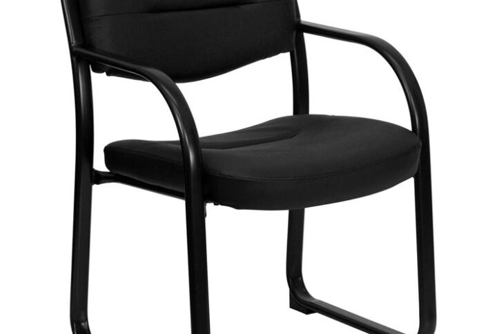 Add refined style to your reception waiting room or inner office with this LeatherSoft executive side reception chair. Featuring contoured cushions and curved arms to relieve stress on the neck and shoulders