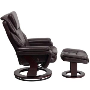 a book or just some down time than with this brown recliner and ottoman set. Ideal for relaxation or lounging with family and friends