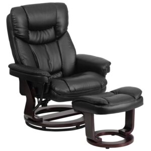 Relax in comfort with a LeatherSoft recliner chair and ottoman set. Designed to deliver exceptional comfort with long-lasting durability