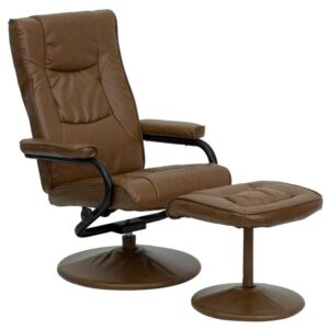 If you need a great excuse to kick back and relax this palimino recliner and ottoman set with soft and durable LeatherSoft upholstery is just the ticket. Ease into this luxurious chair with its padded seat and back