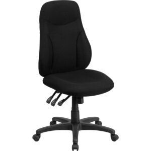 This multi-functional office chair features a triple paddle control to adjust the seat height
