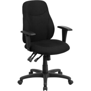 This multi-functional office chair features a triple paddle control to adjust the seat height